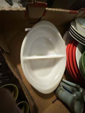 Glasbake 1.5 Quart Divided Oval Casserole Dish